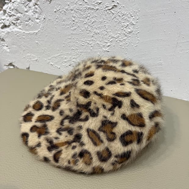 일본빈티지 레오파드 울 베레모 우먼즈