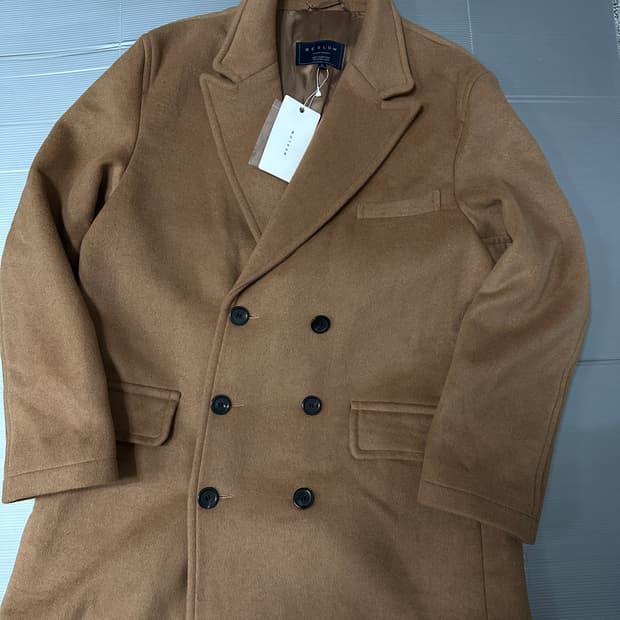 비슬로우 투 버튼 롱 코트 브라운 XL 