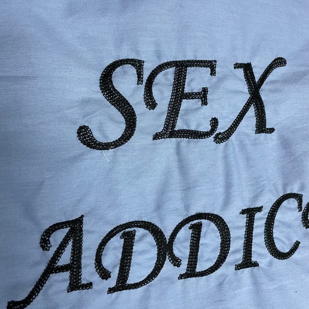 Vtg work shirt SEX ADDICT