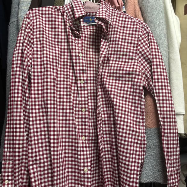 폴로랄프로렌 깅엄 레드 체크 셔츠 s 폴로셔츠