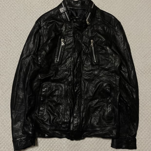 광희시장 웨스턴 무드 램스킨 양가죽 절개 레더 자켓 