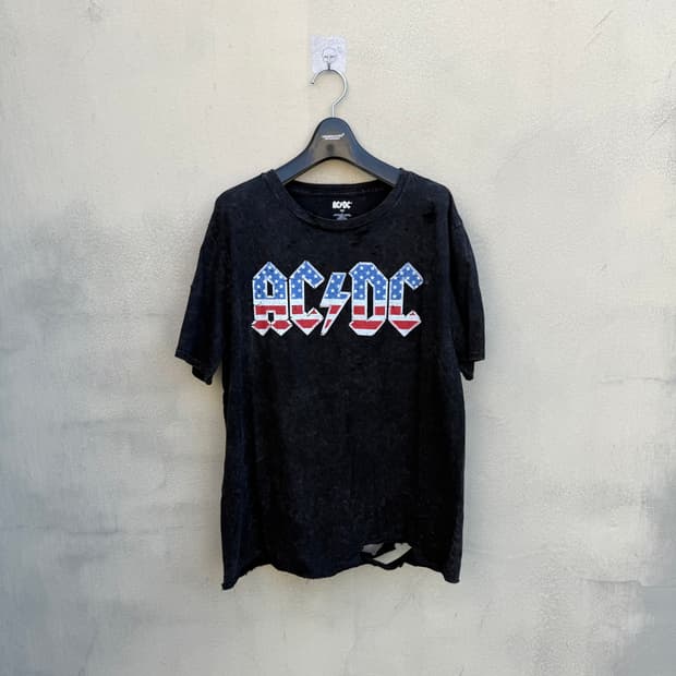 AC/DC 빈티지 투어 복각 디스트로이드 티셔츠