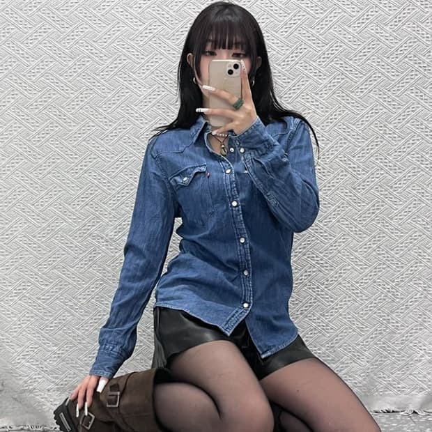 리바이스 빈티지 컨트리 캐주얼 슬림핏 데님셔츠 S C10979