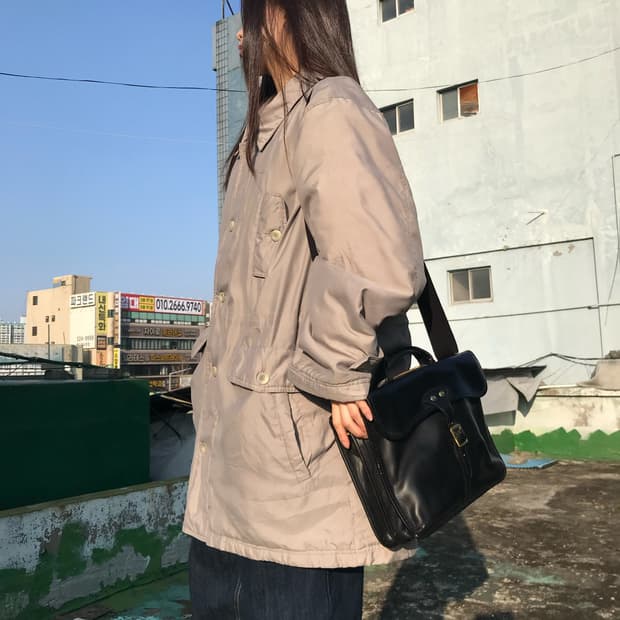 FREE HAND 클래식 블랙 가죽 가방