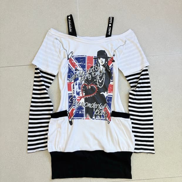 오프숄더 레이어드 롱슬리브