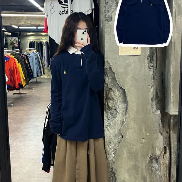 폴로 랄프로렌 기모 럭비티 네이비 M #csz2242