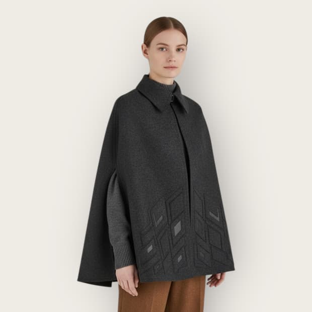 로로피아나 캐시미어 레더 케이프 망토