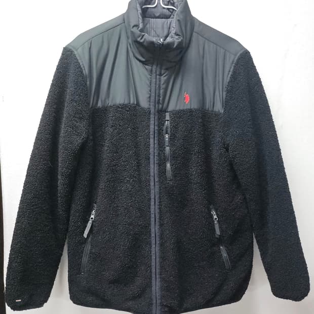 U.S.폴로어쎈 블랙 뽀글이 플리스 양면 점퍼 자켓 100