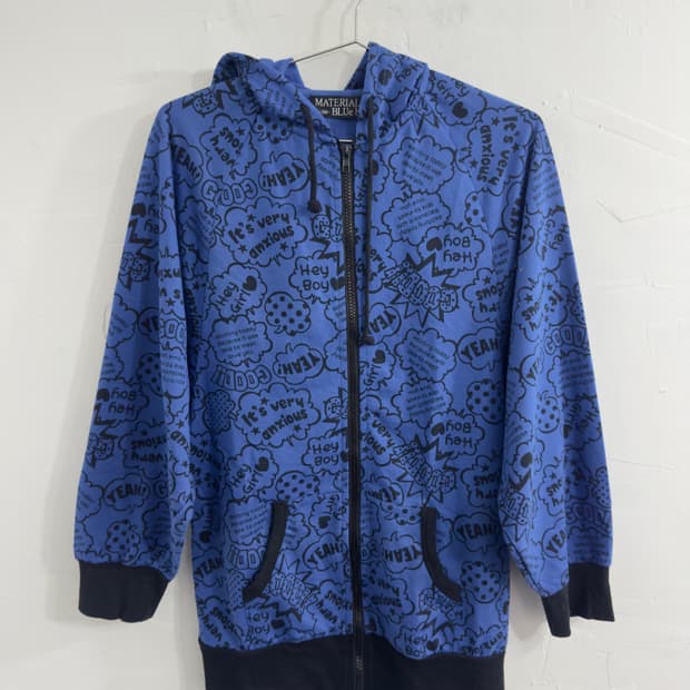material blue bis hood zipup