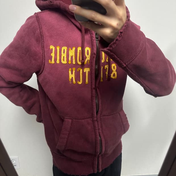 아베크롬비 버건디 빈티지 후드집업 