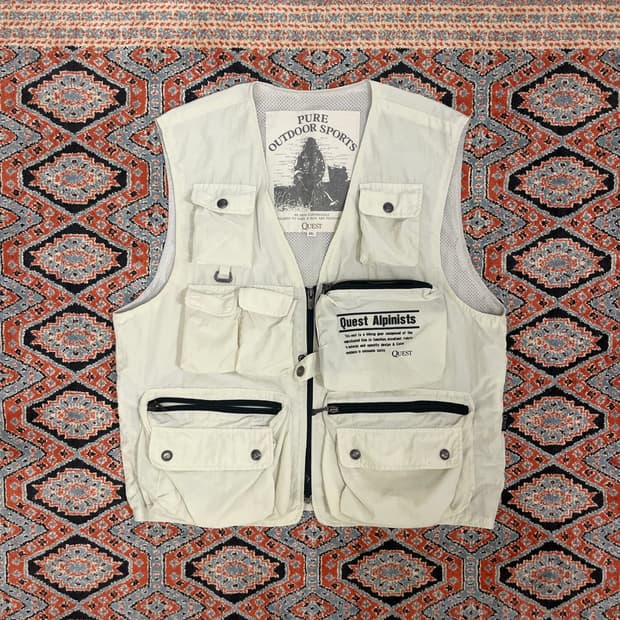 퓨어아웃도어스포츠 아이보리 멀티포켓 피싱 베스트 남성L