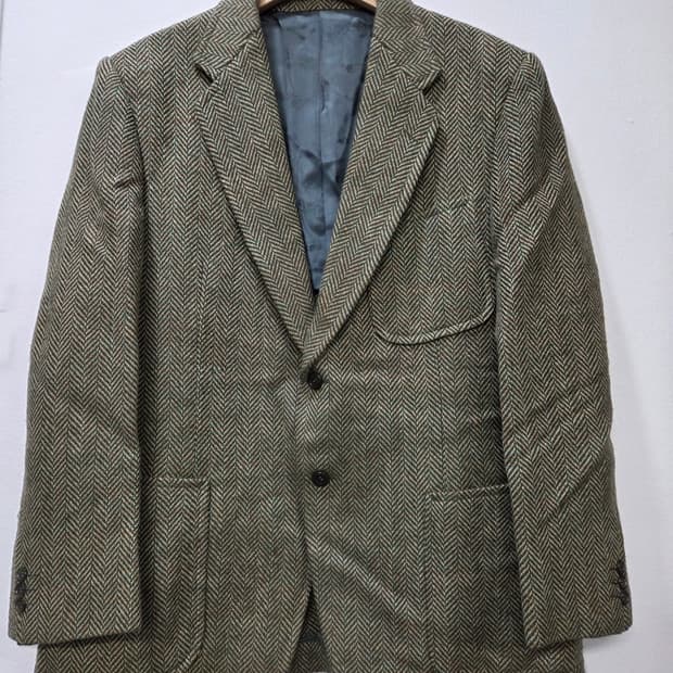 헤링본 남성 트윌 카키그린 자켓 올드스쿨 부띠끄 블레이져