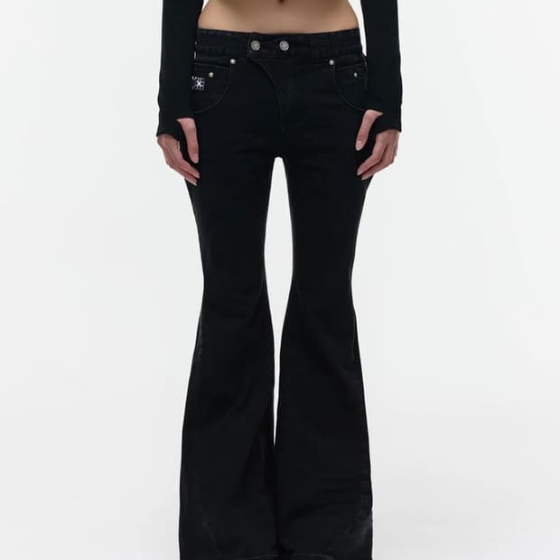 WICKED SLIM FLARE DENIM PANTS BLACK