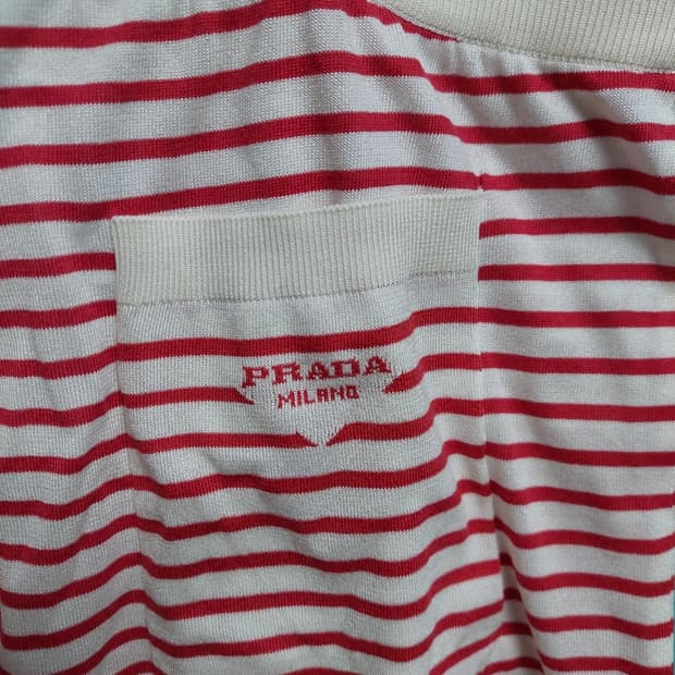 프라다 실크 레드화이트 스트라이프 쇼츠 50 백화점판