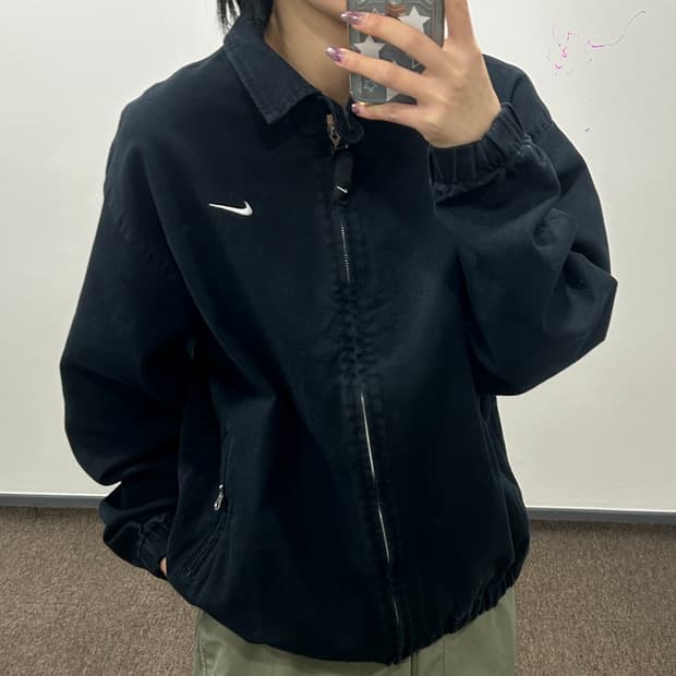 Nike 나이키 스우시 블랙 코튼 블루종 자켓
