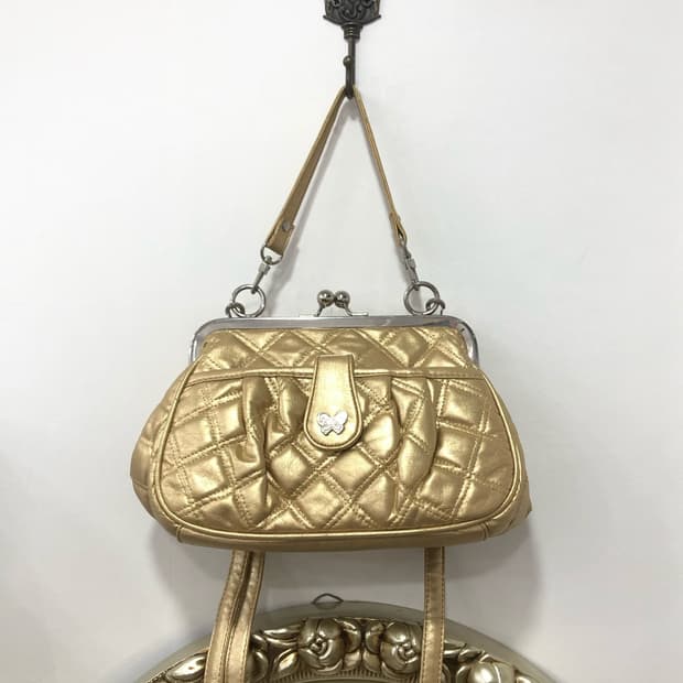 gold butterfly charm hand bag