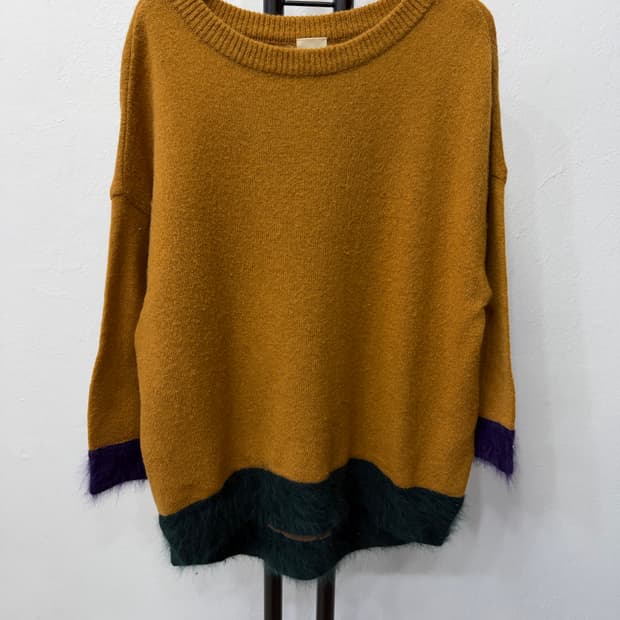 정품) 오즈세컨 한섬 루즈핏 배색 포인트 니트 스웨터 1