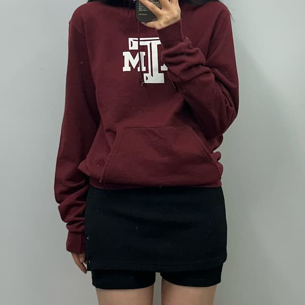챔피온 컬리지 버건디 후드티