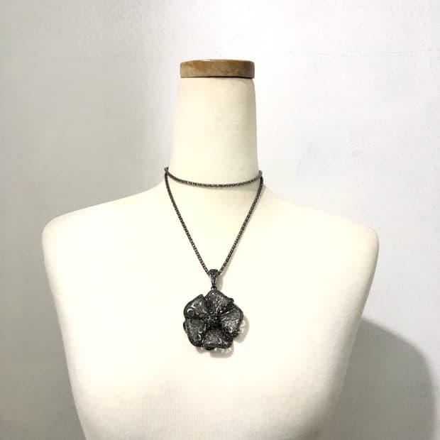 빈티지 올리브 큐빅 플라워 롱목걸이 페어리 오리엔탈 갸루