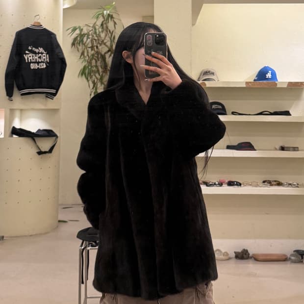 블랙글라마 다크 밍크 퍼 코트 U698