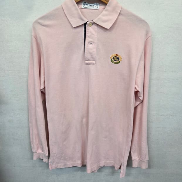 버버리 올드스쿨 빈티지 월계수 자수로고 카라긴팔 s