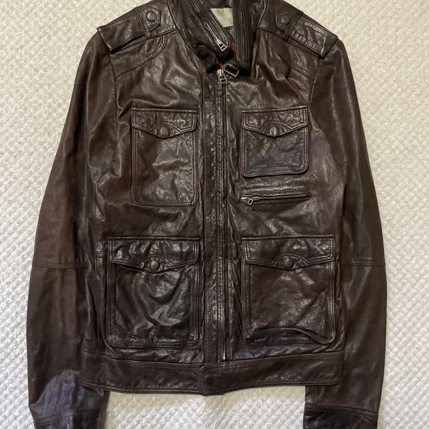 T.I FOR MEN 웨스턴 무드 램스킨 양가죽 절개 포켓 레더 자켓