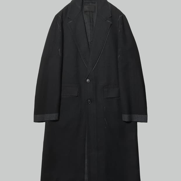 프라다 로고 패치 체스터필드 코트