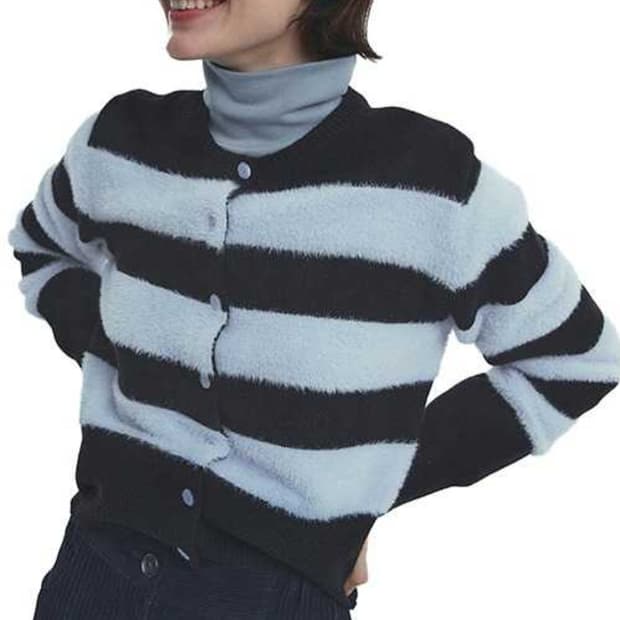 Qduroy Fluffy Knit Cardigan - Sky