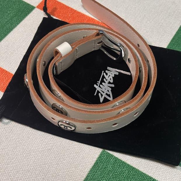 [L/XL]스투시 스터드 벨트 본컬러 화이트 Stussy SS Link