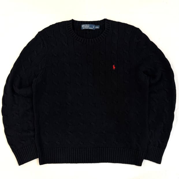 폴로 랄프로렌 꽈배기 케이블 니트 블랙