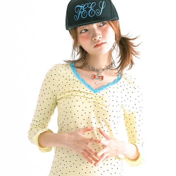 mini heart lace top (lemon)