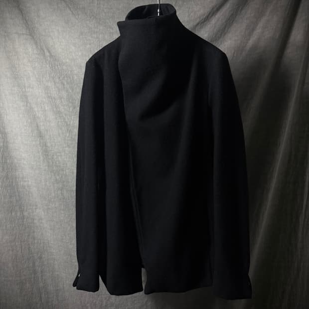 N4 Asymmetric High-Neck Wool Coat   