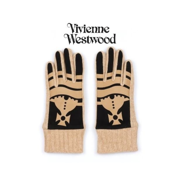 비비안 웨스트우드 스웨이드 니트 콤비 장갑 / 베이지 (새상품)