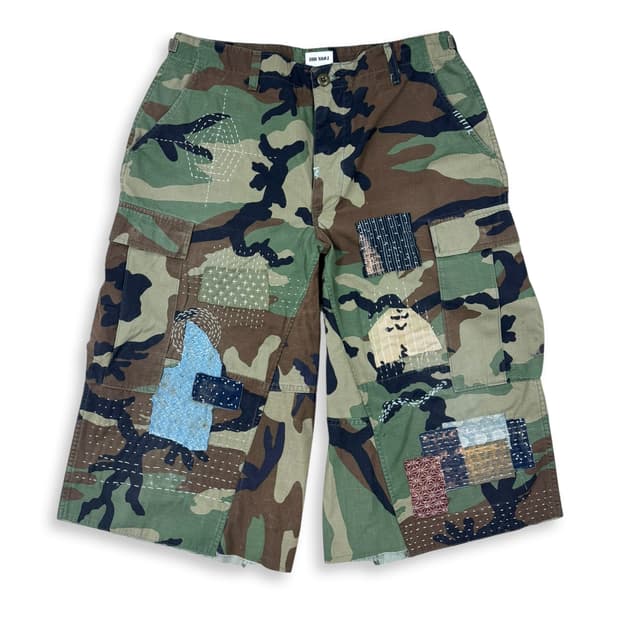 BDU Distressed Boro Sashiko Bermuda