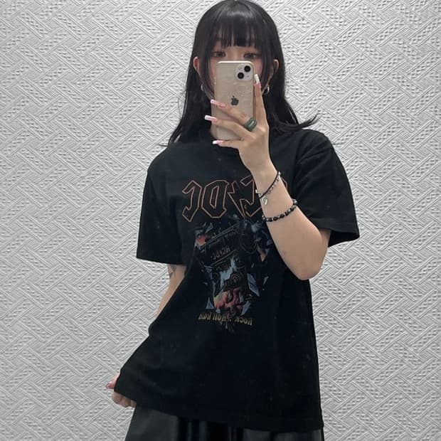 에이씨디씨 빈티지 스트릿 락펑크 프린팅 반팔티 M C12300