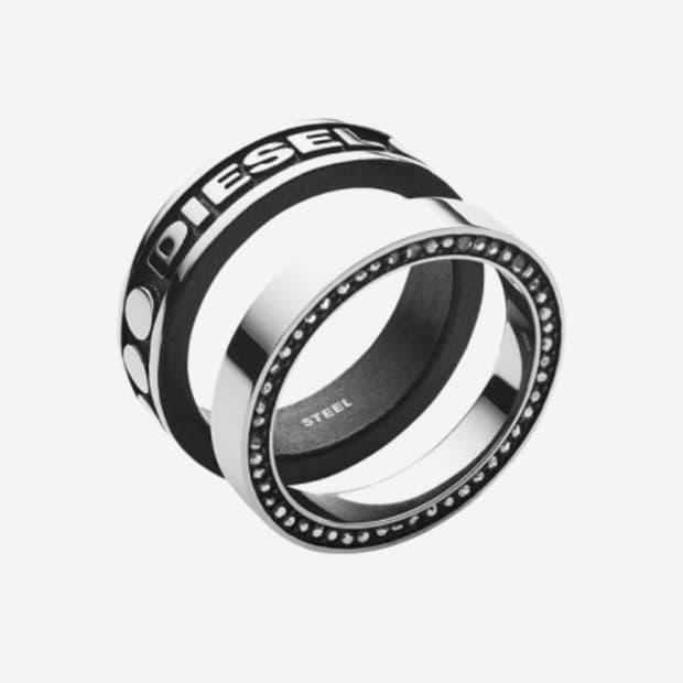 (8)디젤 스테인리스 스틸 링 세트 실버 블랙