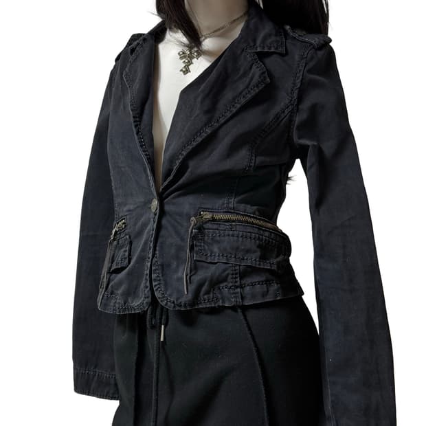 빈티지 락시크 흑청 데님 자켓