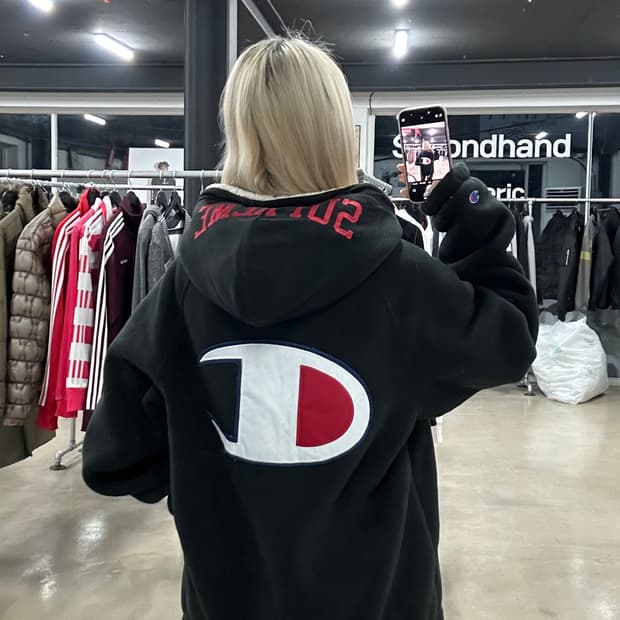 슈프림&챔피온 후드 플리스 집업