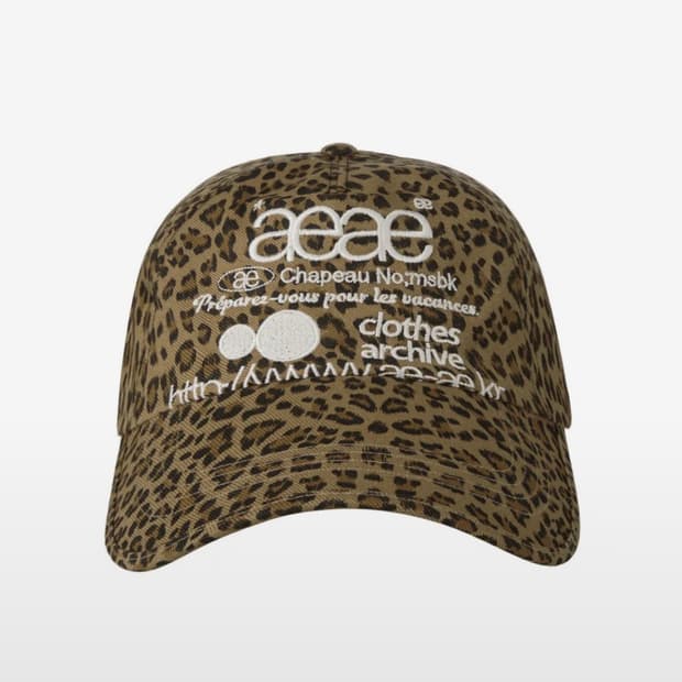 에이이에이이 웹 로고 레오파드 캡 머스타드 aeae