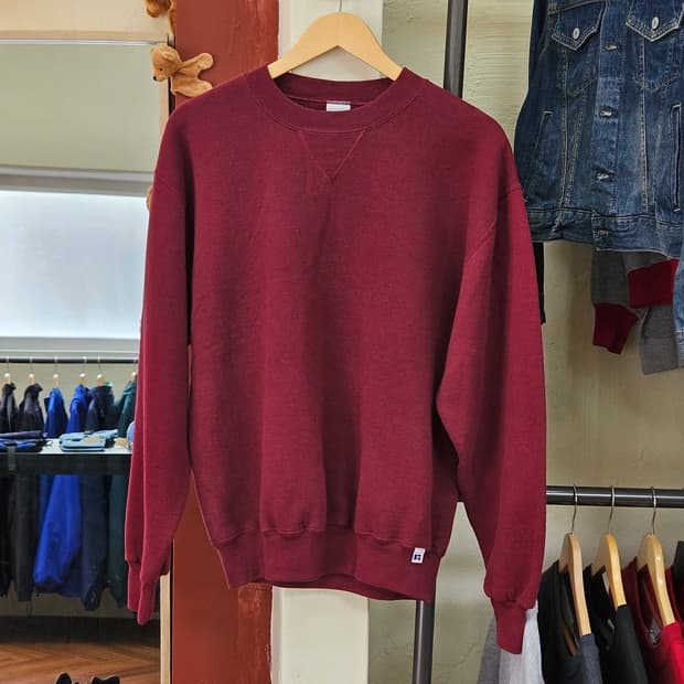 90s 러셀 무지 스웻셔츠 버건디