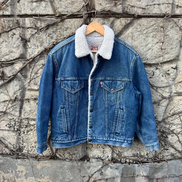 80s 리바이스 빈티지 쉐르파 안감 데님 트러커 자켓 웨스턴 44