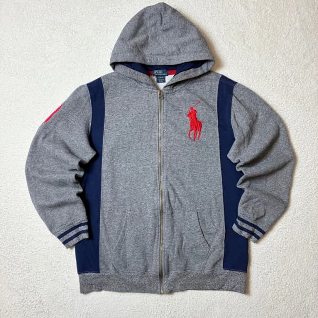 폴로 랄프로렌 00's 빅포니 배색 후드 집업 PN6404