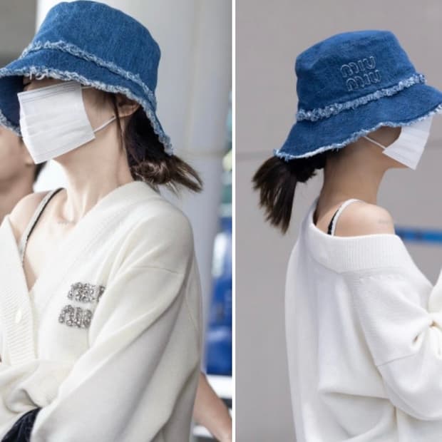 미우미우 장원영 데님 버킷햇 M