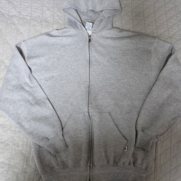 [XL] 90s 러셀 애슬레틱 후드집업 헤더 그레이 ver. 스티칭