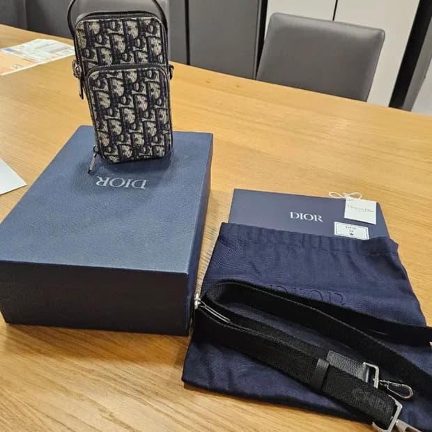 디올 오블리크 마이크로 폰 파우치 크로스백