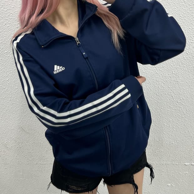 아디다스 에센셜 화이트라인 네이비 트랙탑 110