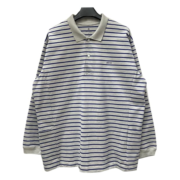 스노우피크 헤비 코튼 사이드 포켓 스트라이프 폴로 긴팔티 XL