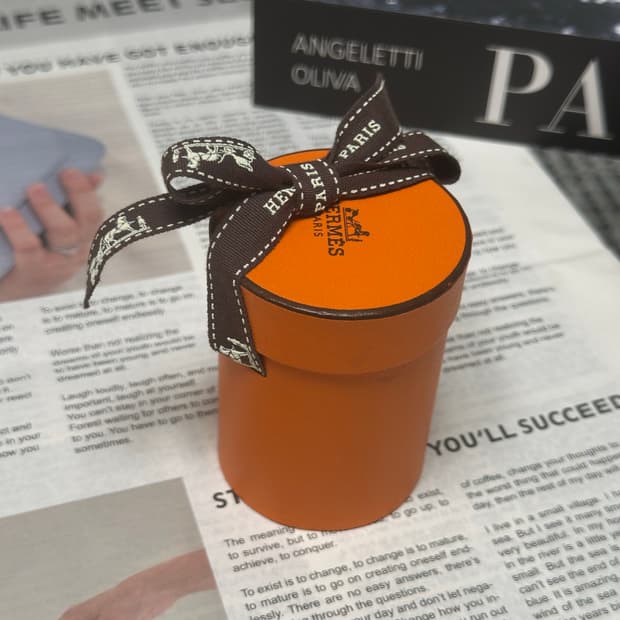 에르메스 트윌리 스카프 오렌지 브라운 패턴 새상품