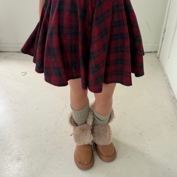 일본빈티지 타탄체크 플레어 스커트