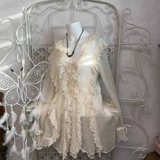 Ivory silk 100 fairy ruffle ops